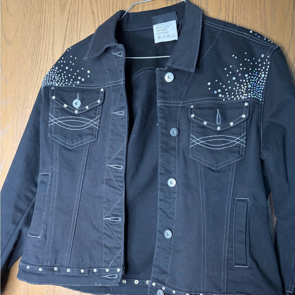 Ethyl Vintage Denim Black Studded Denim Jacket